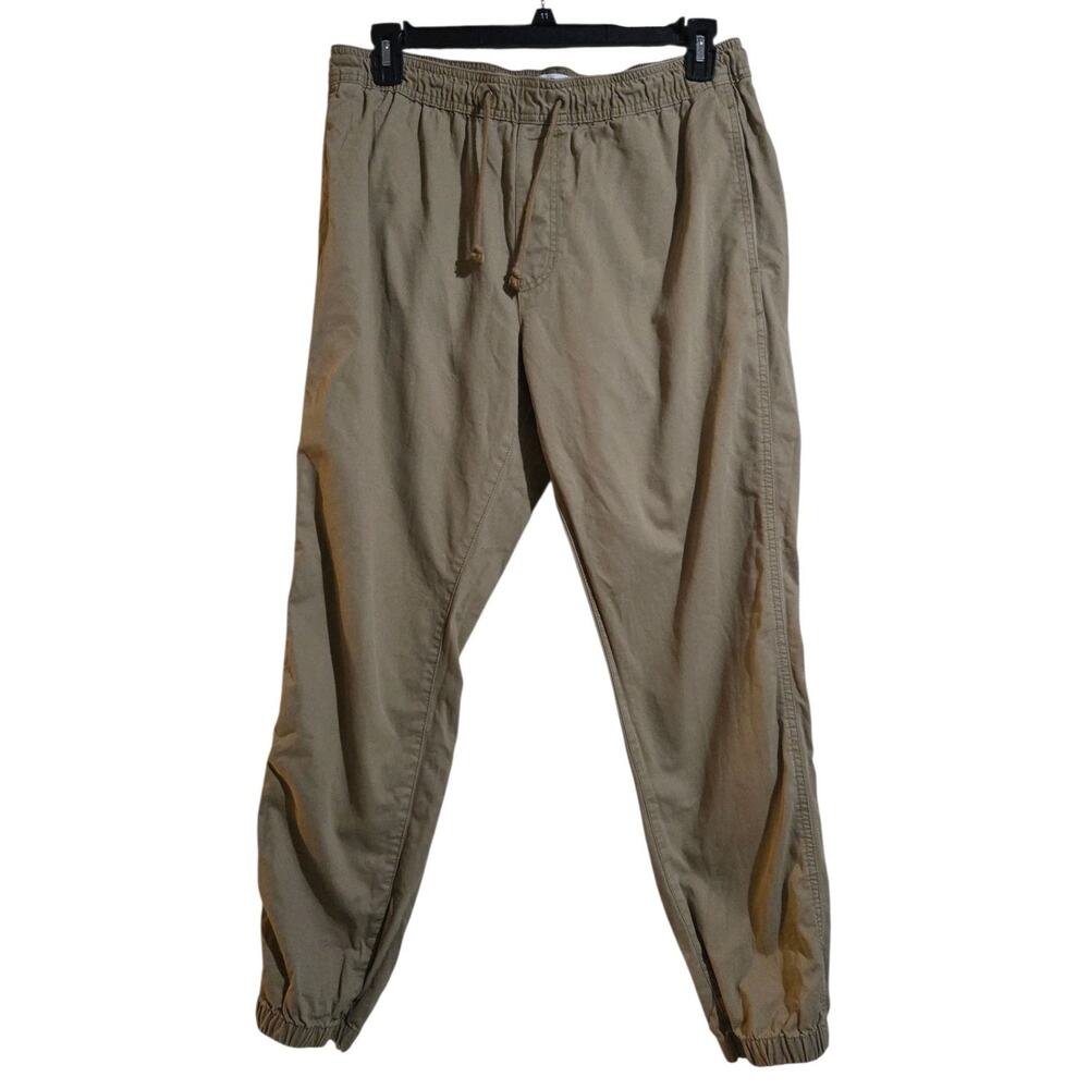 Old Navy Chino Pants Mens Large Beige Tan 100% Cotton Stretch Pull On Jogger Fit
